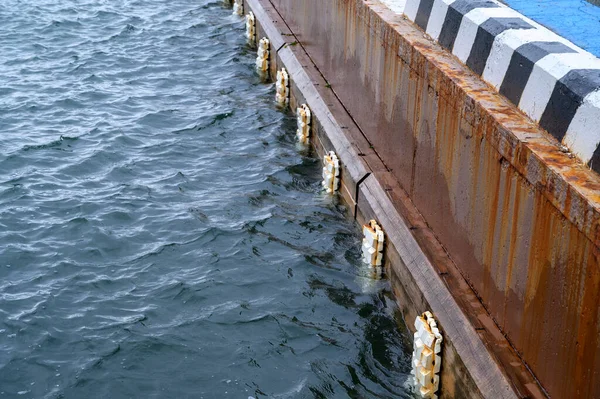 Spatborden Pier Bescherming Tegen Botsingen — Stockfoto