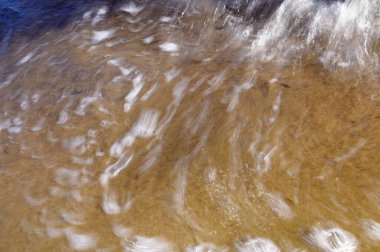 Deniz kıyısındaki dalgalar yavaş bir deklanşör hızıyla yakalanır. Doğal soyut hareket arkaplanı.