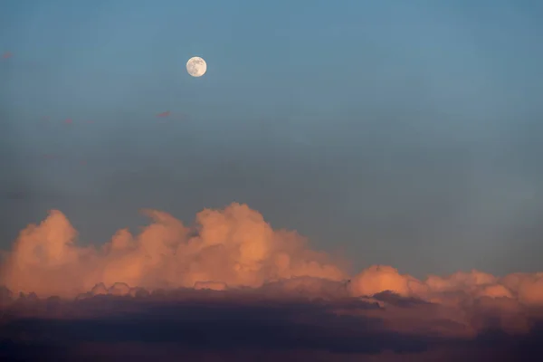 Luna Con Sfondo Cielo Tramonto — Foto Stock