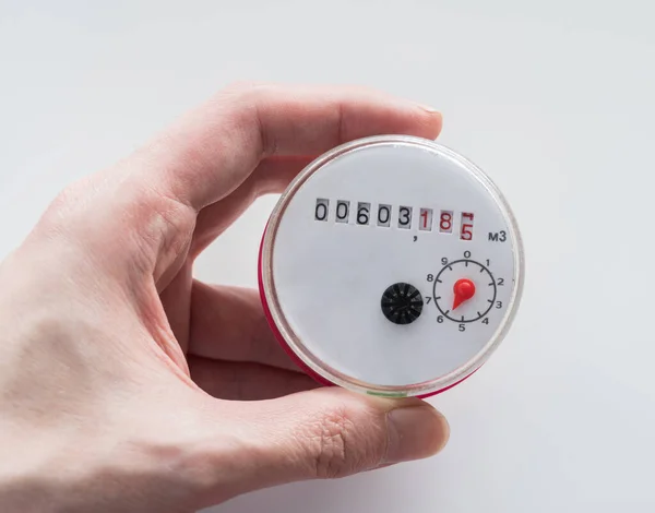 Eigen Watermeter Hand — Stockfoto