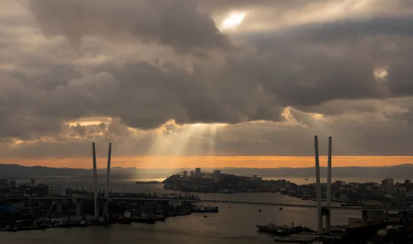 Paisaje Urbano Vladivostok Atardecer — Foto de Stock