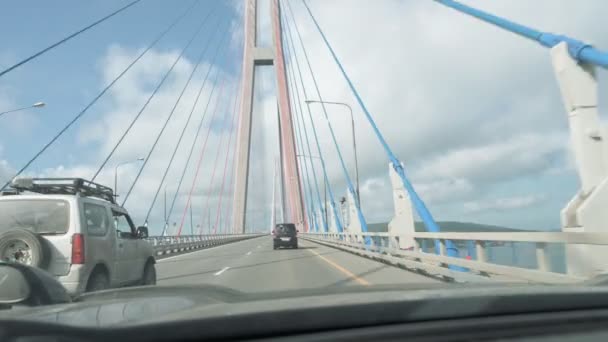 Vllladivostok Russia July 2021 고속으로 다리를 통과하는 — 비디오