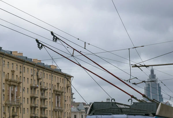 Closeup View Trolleybus Current Collector — Stock Photo, Image