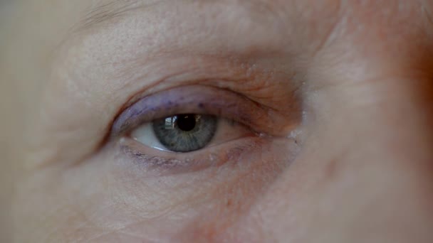 Close-up of blue female eye. — Stock Video