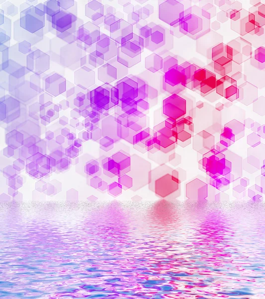 Hexagon bokeh reflected in water. — Stock Photo, Image