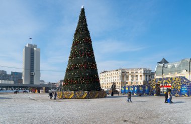 Vladivostok merkezi kare Noel ağacı.
