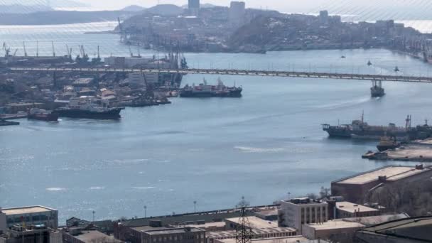 Zaman atlamalı etkinliğini, Vladivostok'ın Dock görünümünü. — Stok video