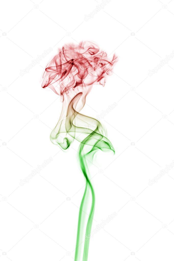 Green and red smoke.