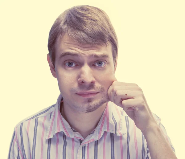 Man with a beard on half of the face. — Stock Photo, Image