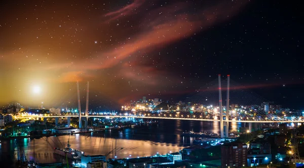 Město krajina v noci. — Stock fotografie