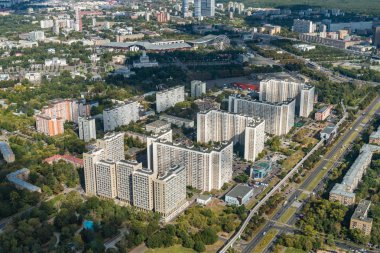 Moskova cityscape üzerinde havadan görünümü.
