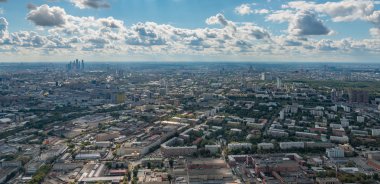 Moskova cityscape üzerinde havadan görünümü.