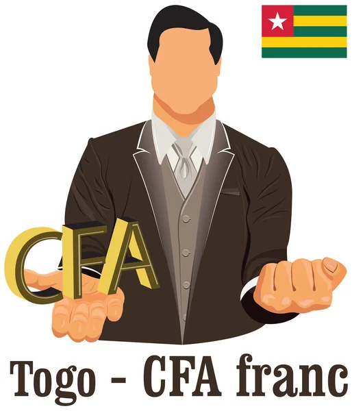 Togo symbole de devise Franc CFA représentant l'argent et le drapeau . — Image vectorielle