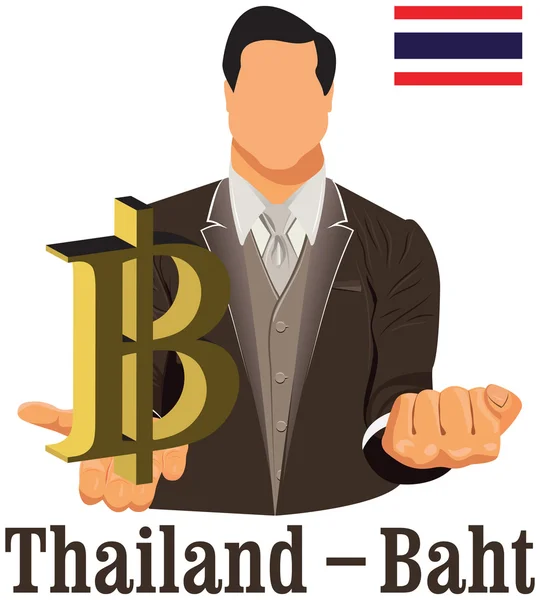 Μπατ σύμβολο νόμισμα της Ταϊλάνδης που αντιπροσωπεύουν τα χρήματα και τη σημαία. — Διανυσματικό Αρχείο