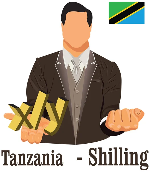 Symbole de devise Tanzanie shilling représentant l'argent et le drapeau . — Image vectorielle