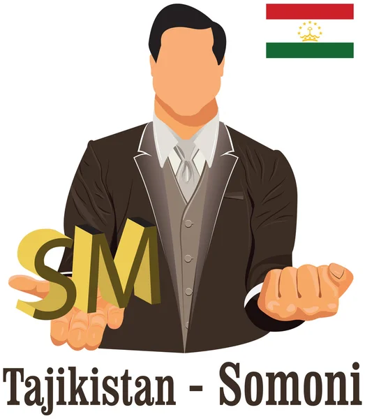 Tadzjikistan valuta symbool somoni vertegenwoordigt geld en vlag. — Stockvector