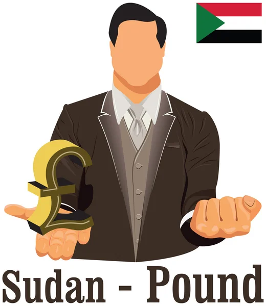 Sudan nationale Währung Symbol Pfund, das Geld und Flagge darstellt — Stockvektor