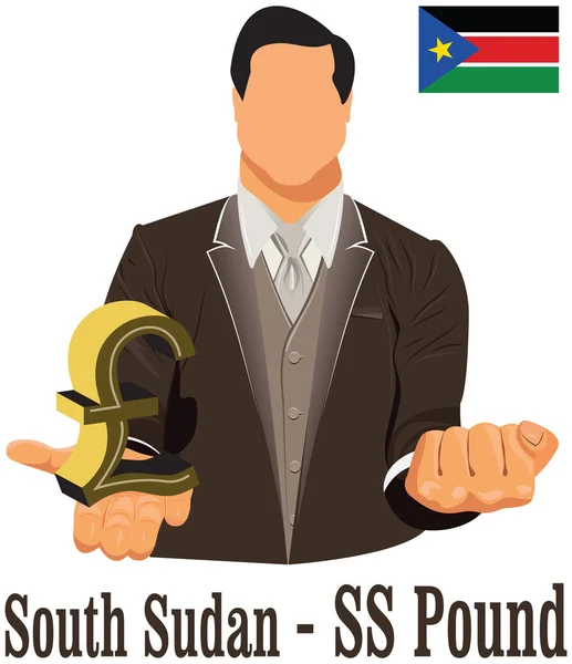 South Sudan currency symbol pound representing money and Flag. — Stock Vector