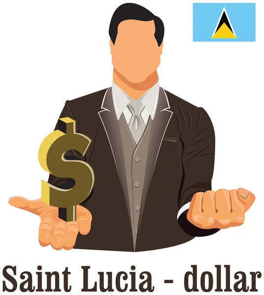Saint Lucia simbolo della moneta nazionale East Caribbean dollaro rappresen — Vettoriale Stock