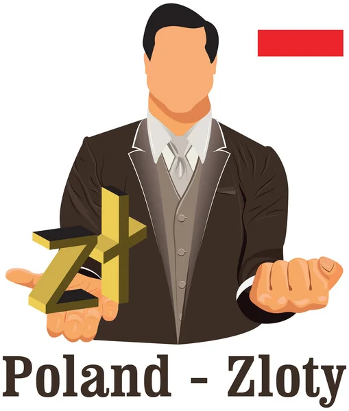 Símbolo da moeda nacional da Polónia Zloty polaco representando dinheiro — Vetor de Stock