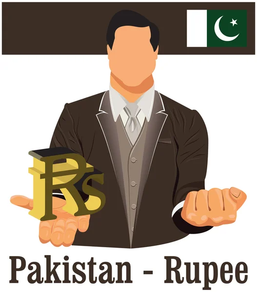 Pakistan simbolo di valuta nazionale Rupia che rappresenta il denaro e F — Vettoriale Stock