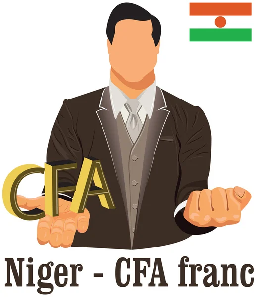 Niger symbol waluty krajowej Afryki Zachodniej cfa Frank representi — Wektor stockowy