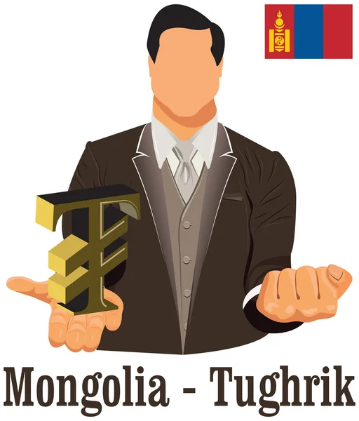Mongolia national currency Mongolian togrog symbol representing — Stock Vector