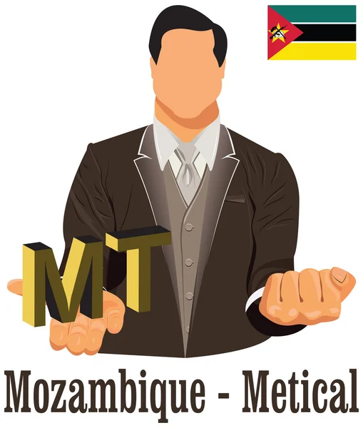 Mosambik Landeswährung mosambikanischen metischen Symbol darstellen — Stockvektor