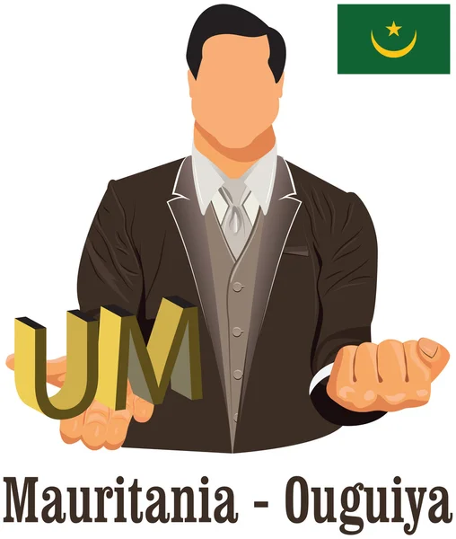 Mauritanie symbole de la monnaie nationale ouguiya représentant l'argent a — Image vectorielle