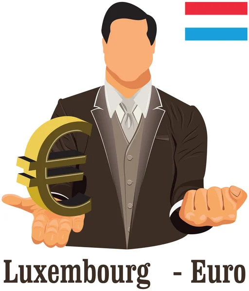 Luxembourg national currency euro symbol representing money and — Stock Vector