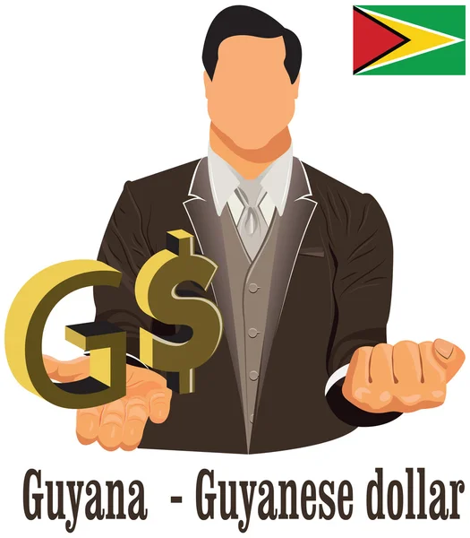 Guyana national currency Guyanese dollar symbol representing mon — Stock Vector