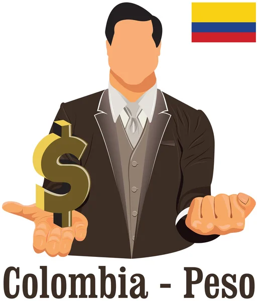 Colombia valuta nazionale Peso simbolo colombiano che rappresenta mo — Vettoriale Stock