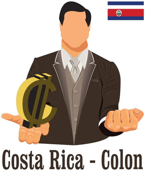 Costa Rica valuta nazionale Costa Rica simbolo del colon rappresenta — Vettoriale Stock