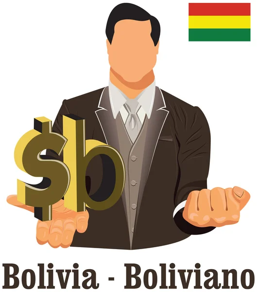 Bolivia valuta nazionale Boliviano simbolo boliviano che rappresenta — Vettoriale Stock