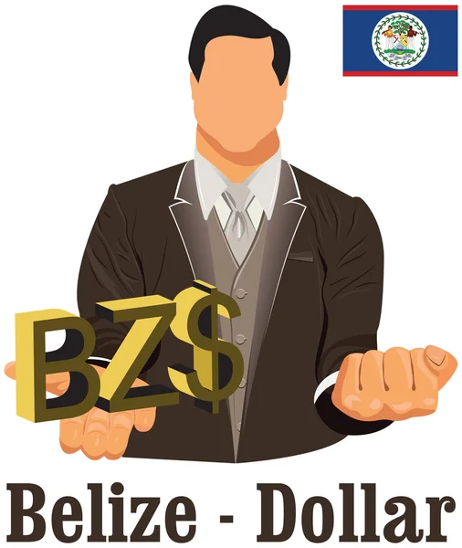 Belize moeda nacional Símbolo do dólar de Belize que representa o dinheiro — Vetor de Stock