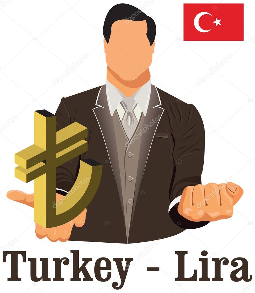 Turkey national currency symbol lira representing money and Flag