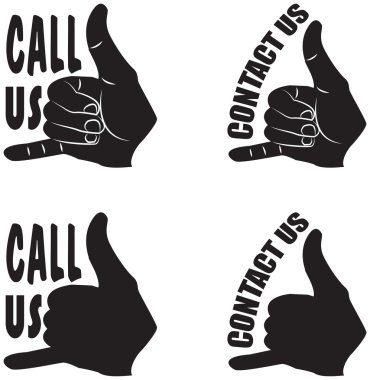 Bizi arayın ve el jestleri düğmeleri iletişim