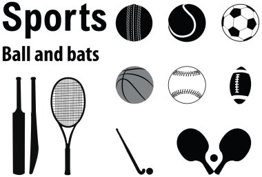 Sports balls and bats vector Sports balls and bats vector