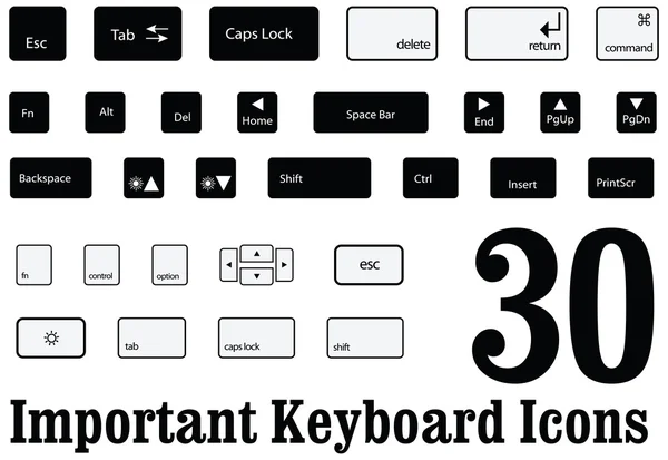 Computer-Tastatur-Tasten und Tasten von Mac und Windows im Vektor — Stockvektor