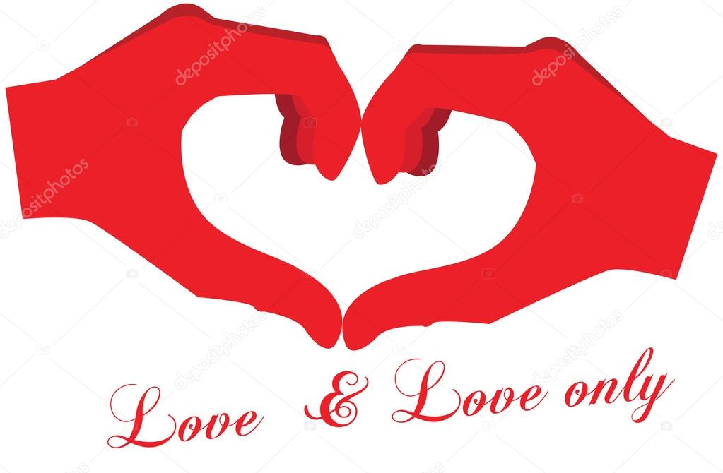  Symbole  d amour  avec le signe de la main rouge  Image 