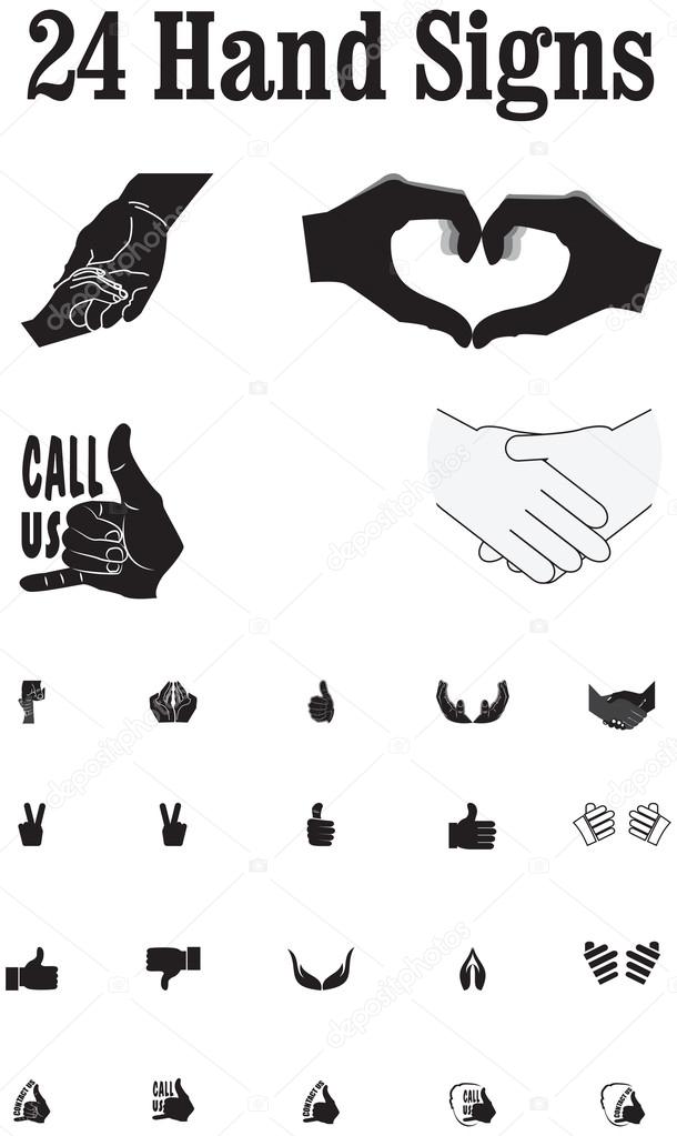 Hand gestures silhouette vector icons