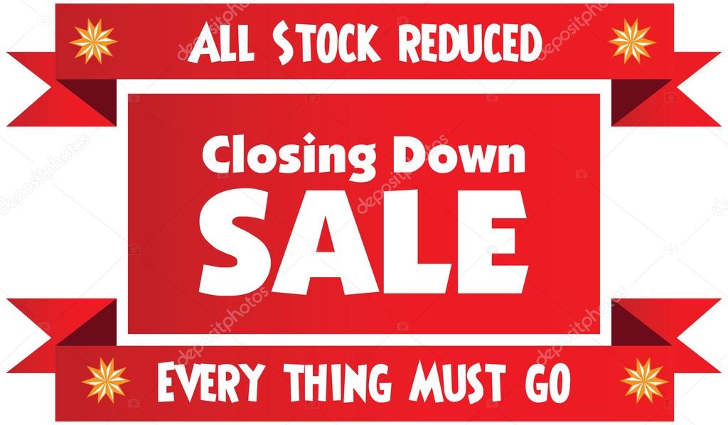 Closing down sale label or badge