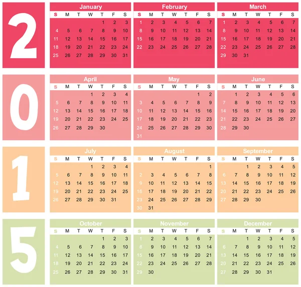 Calendario 2015 en vector — Vector de stock