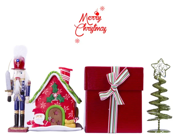 Merry Christmas. Christmas background with traditional Figurine Christmas Nutcracker. — Stock Photo, Image