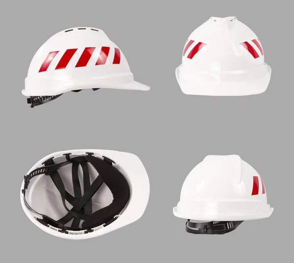 Helm pengaman putih. Konstruksi topi keras . — Stok Foto