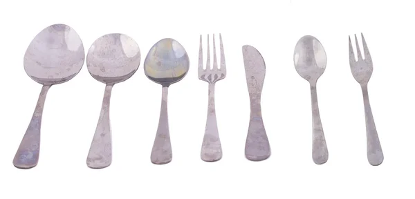 Table set of stainless steel spoons — Stock Photo, Image
