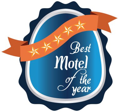 Vektör promo etiket yılın en iyi motel hizmet Ödülü. 