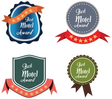 Vektör promo etiket yılın en iyi motel hizmet Ödülü.