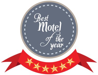 Vektör promo etiket yılın en iyi motel hizmet Ödülü.