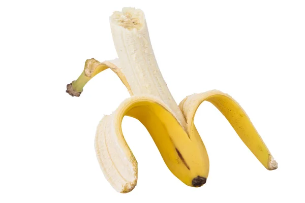 Geschälte Banane isoliert auf weißem Hintergrund — Stockfoto